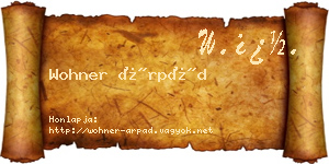 Wohner Árpád névjegykártya
